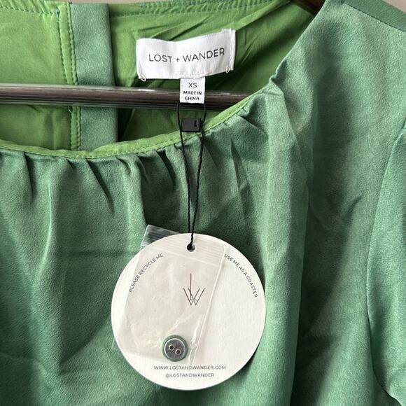 LOST + WANDER Cut-Out Back Detail Mini Dress Green Size XS - Picture 6 of 8